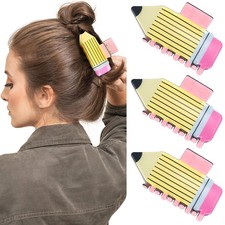 3 Pc Pencil Hair Claw Clips, Teacher Back to School Accessories, Yellow