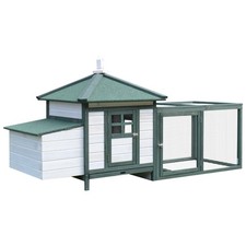 PawHut 77" Wooden Chicken Coop With Nesting Box  Ramp Green