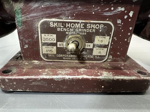 VERY RARE VINTAGE SKIL HOME SHOP SMALL MINI BENCH GRINDER - TESTED VG - USA - Picture 2 of 7