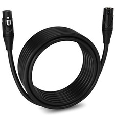 LyxPro Microphone 25 feet XLR Cable, Male to Female, 3 Pin Mic Cable, Black