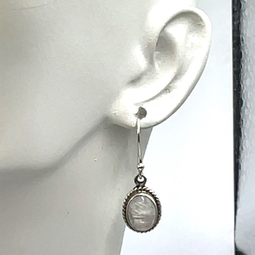 Sterling Silver Moonstone Cabochon Dangle Earrings