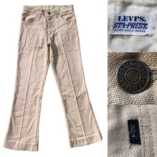 VTG 60  s Levi's Big E Cotton Twill Flared Trousers Women  s size 28W 28L in Sand