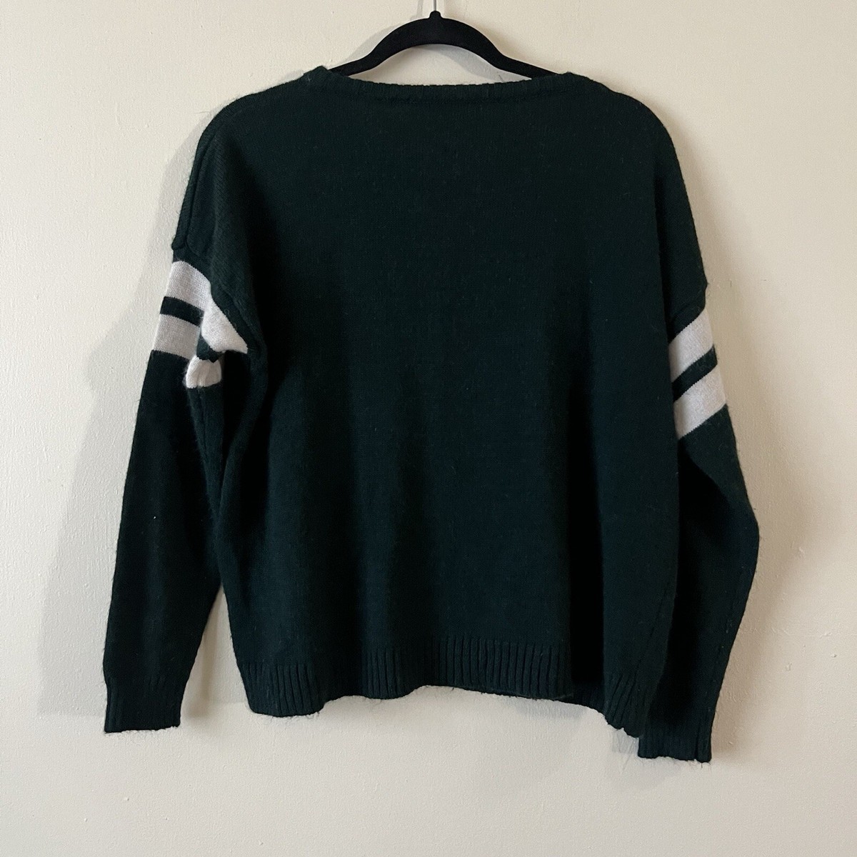 Brandy Melville Varsity Sweater Green White One Size OS