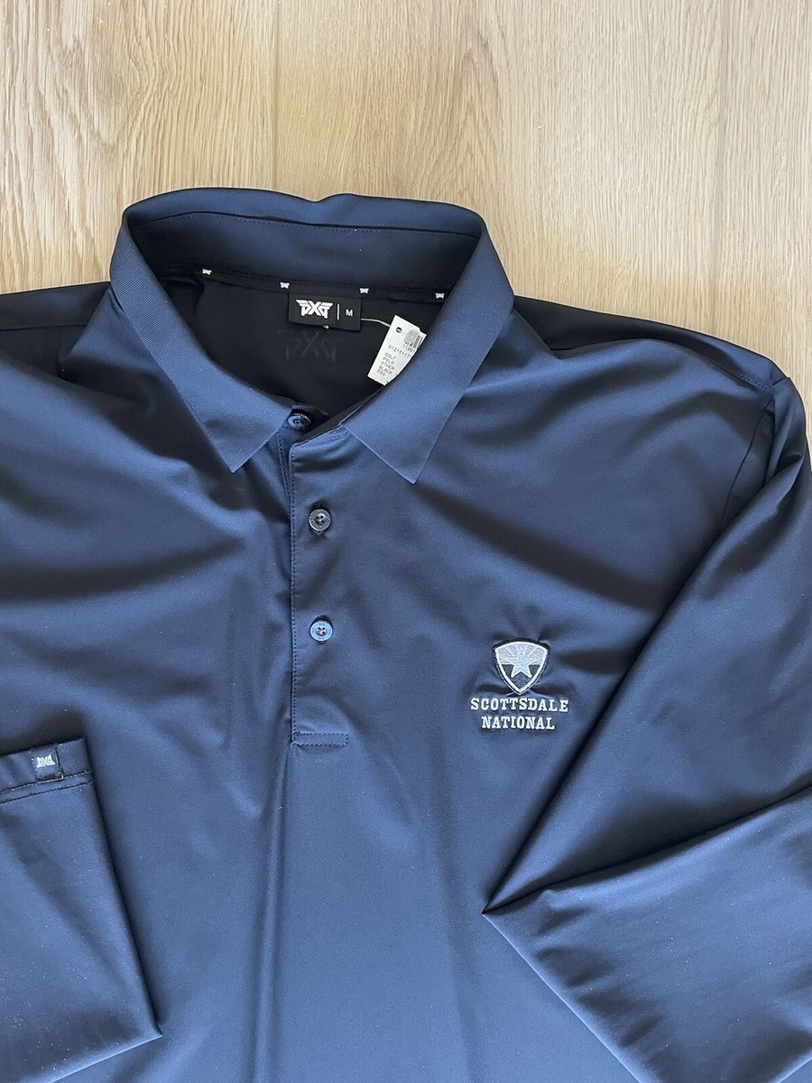 New PXG Long Sleeve Polo Shirt Golf Stretch Black Scottsdale