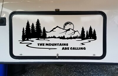The Mountains are Calling Vinyl Decal V4 | Moon RV Camper Graphics Scenery |