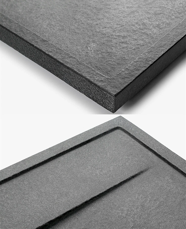 Stone Tea Tray Simple Pattern Black Stone Weighted Tea Table Water Draining Tray - Image 3 of 4