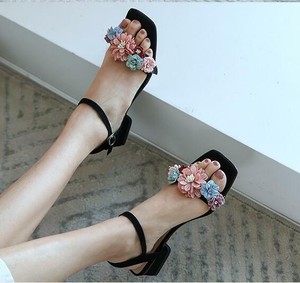 floral block heels closed toe