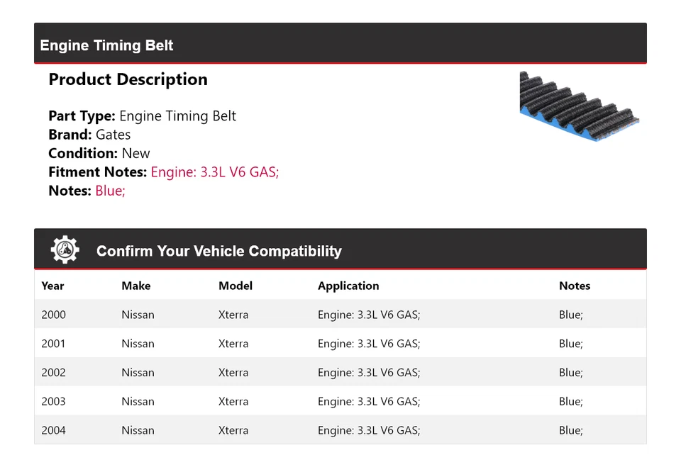 Puertas de correa de distribución de motor V6 de 3,3 L para Nissan Xterra 2000-2004 2001 2002 2003 Foto 2 de 4