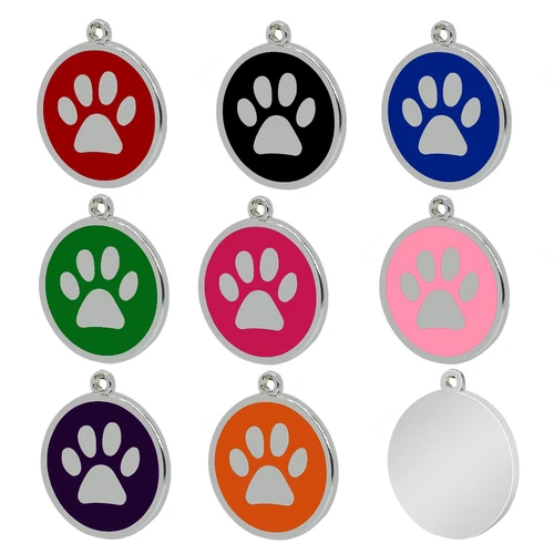 50/100pcs Wholesale Pet Dog ID Tags Bulk Blank Custom Round Paw Print Name Discs