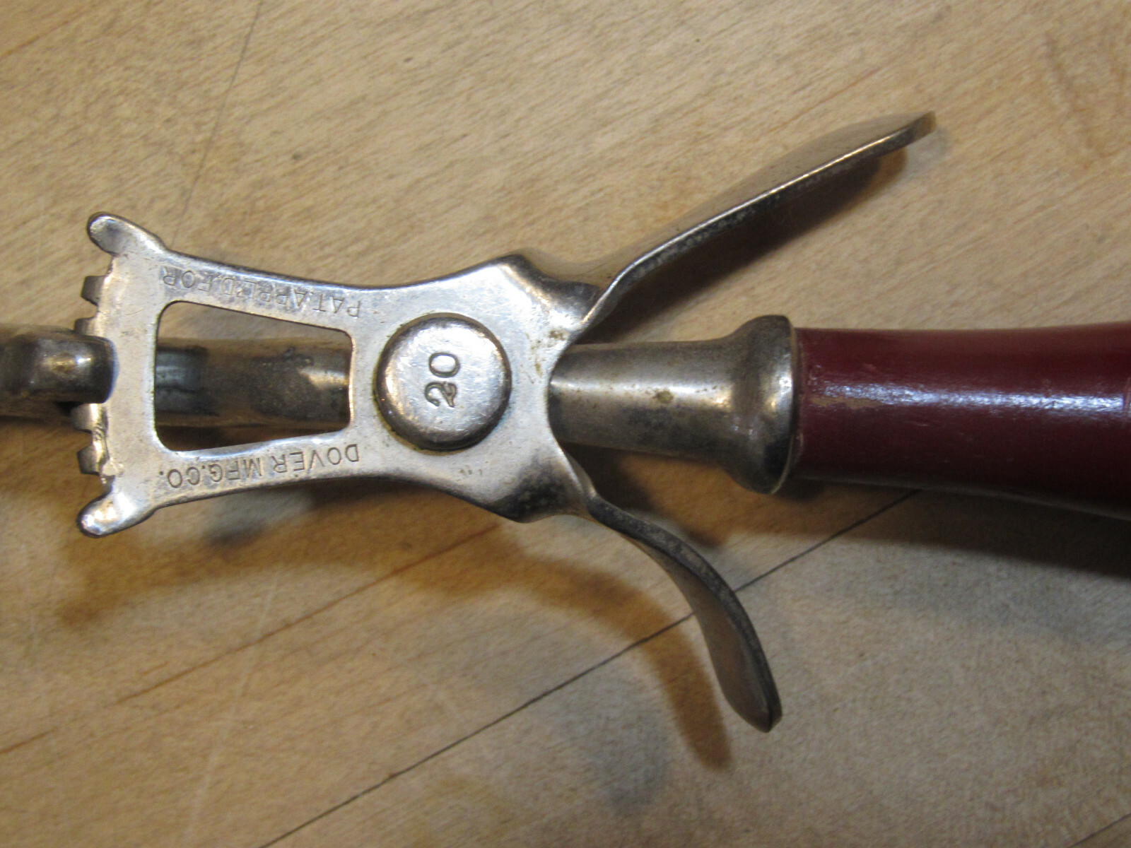 Vintage 1920's Dover #20 nickel plated brass ice cream scoop-red handle-excond