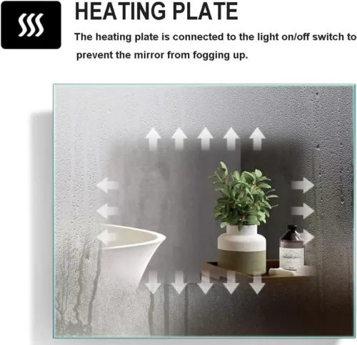 LED Bathroom Mirror Cabinet w/ Demister Lights Shaver Socket Demister Wall Mount - Picture 8 of 19