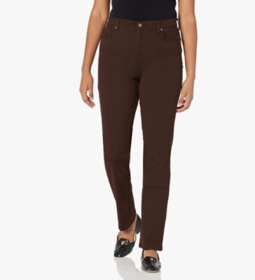 WOMENS SIZE 16 LONG GLORIA VANDERBILT AMANDA SLIMMING TAPERED JEAN BROWN NWT