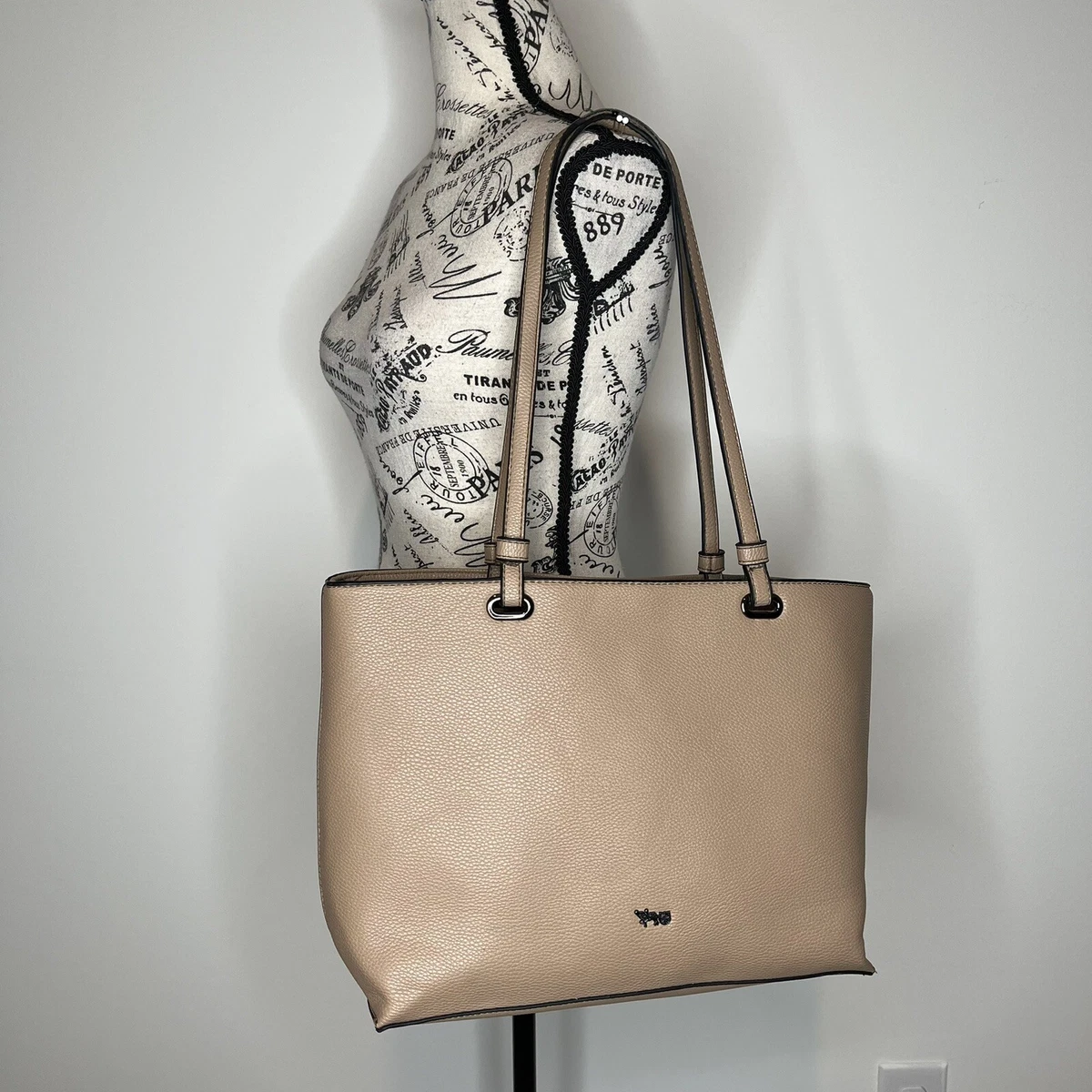 Mathew Julian Triple Entry Tote Beige Purse Handbag