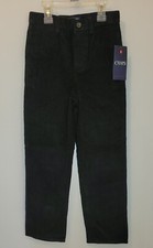 NWT BOYS SIZE 7, CHAPS, BLACK CORDUROY PANTS WITH CHAPS LOGO