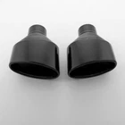 2.5" inlet Black Exhaust Tips Stainless Steel Slant 6" Oval AUDI RS LOOK