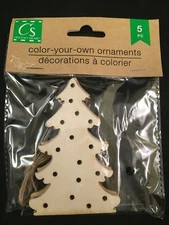 Crafter's Square - Color Your Own Ornament - Tree - Wood Shapes - 5 Pieces