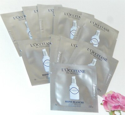 L'Occitane Reine Blanche Whitening Serum 10 Sample Travel Packets New