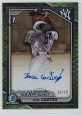 2024 Bowman Chrome Green Reptilian Refractor 34/99 Jose Castro Auto 1ej4