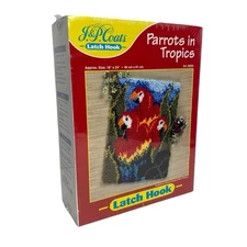 NEW Parrots In Tropics Latch Hook Kit by J. & P. Coats 18" x 24" Barbara Finwall