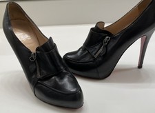 Christian Louboutin Gorgeous Blk Soft Leather Ankle Boots Pre-Owned Sz 39 250.