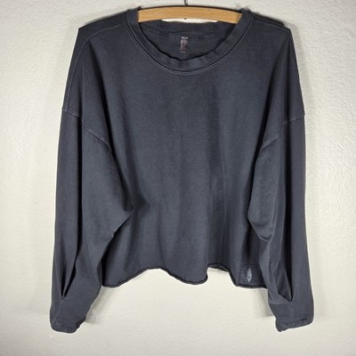 Free People FP Movement XL Hustle Layer Long Sleeve Top Washed Black