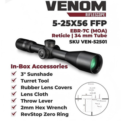 #ad Vortex Optics Venom 5 25x56 FFP Zero Stop Riflescope 34mm EBR 7C MOA VEN 52501 $339.99