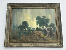 RALPH HULETT PAINTING CALIFORNIA EVENING RAIN NIGHT SUNSET IMPRESSIONISM 24"
