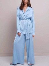 Satin Long Sleeve Shirt and Pants Set