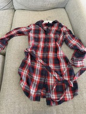 Banana Republic Button Up Shirt Dress With Tie Waist -Trad. Plaid Print-Size 2
