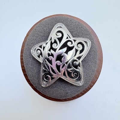 Scroll Design Stern Anhänger Vintage massiv Sterlingsilber 925 Größe 1,25'' Länge