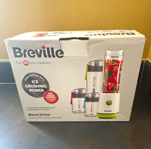 Breville Blend Active Personal Blender Ice Crusher White/Green, 2 Large, 2 Small