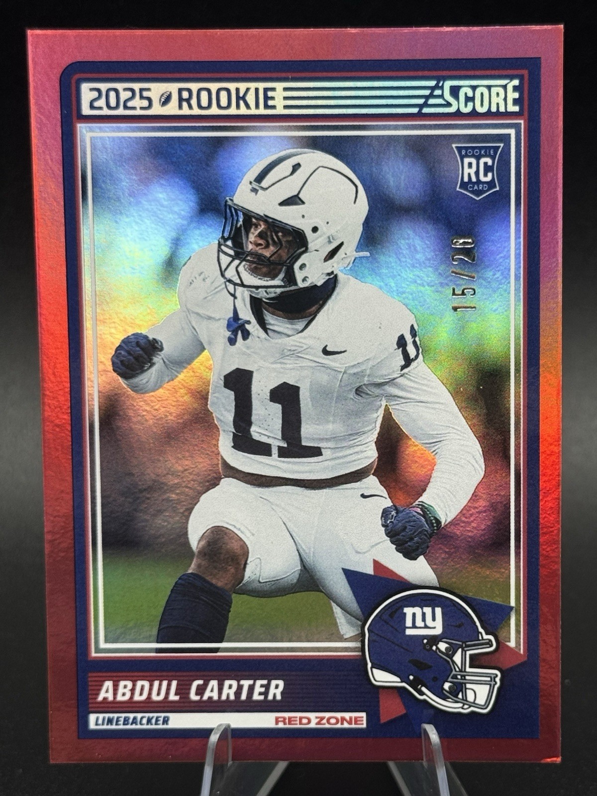 2025 Panini Score #16 Abdul Carter Rookies Red Zone /20 (RC)