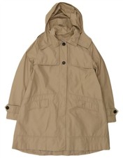 Zara Womens Hooded Trench Coat UK 16 Large Beige Cotton AU01