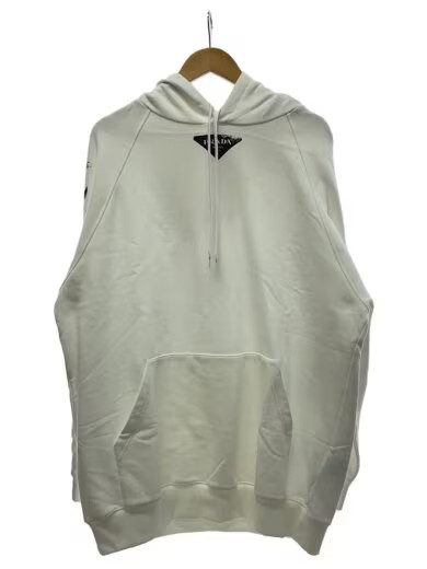 PRADA/22SS/Oversized Cotton Jersey Hoodie/L/WHT/UJL12A S221 10l0//