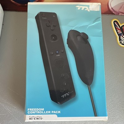 TTX Tech Freedom Wireless MotionPlus Controller Remote + Nunchuk Black Wii/Wii U
