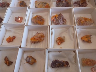 36pc Wholesale Lot Rare Wulfenite Specimens - Rowley Mine, Arizona Crystal Set