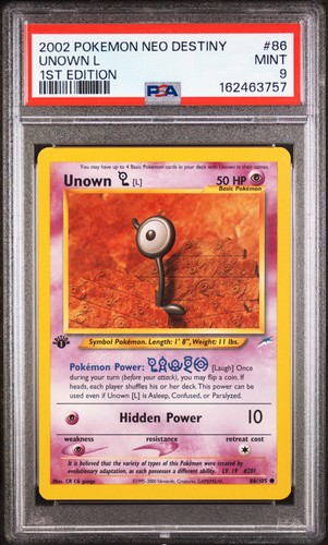 2002 POKEMON NEO DESTINY 1ST EDITION #86 UNOWN L PSA 9