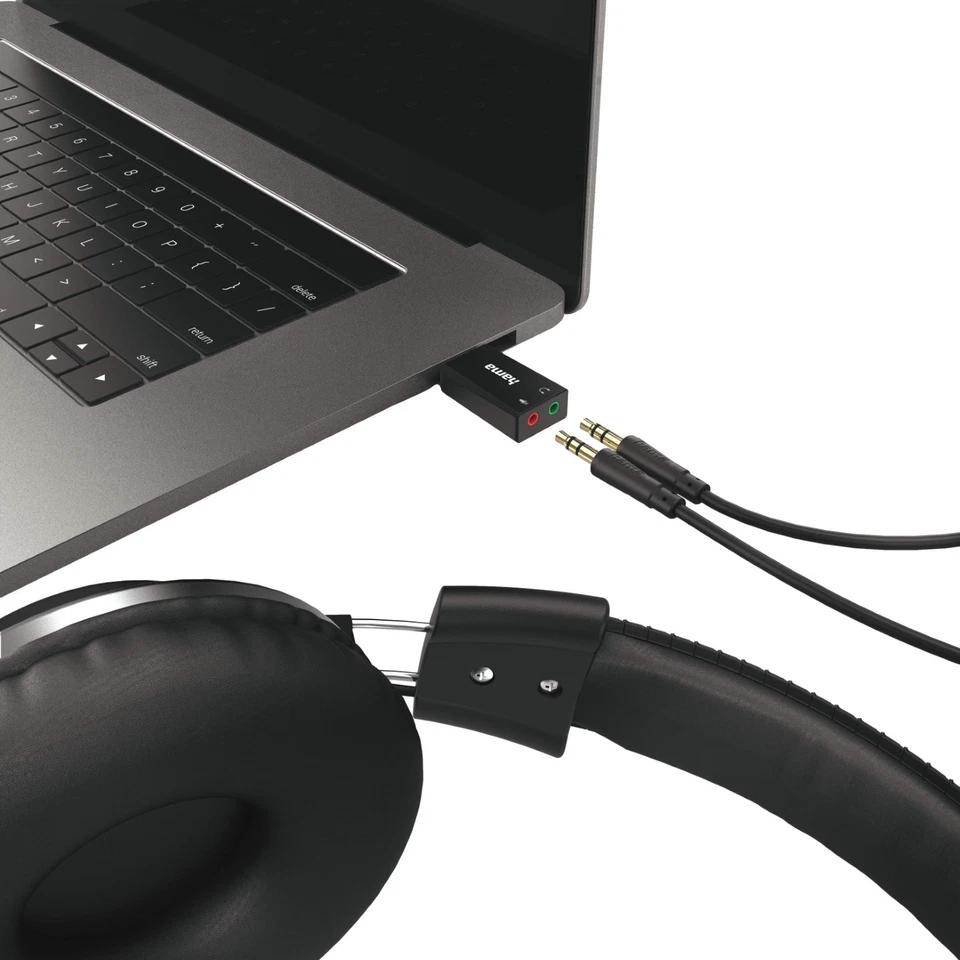 Hama USB Audio Adapter Soundkarte Stereo Extern DAC 3,5mm für Notebook Laptop PC - Bild 3 von 4