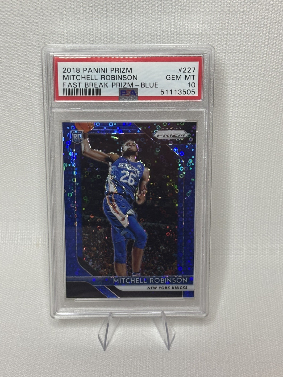 2018 Panini Prizm Fast Break Blue /175 Mitchell Robinson PSA 10 GEM MT Rookie RC