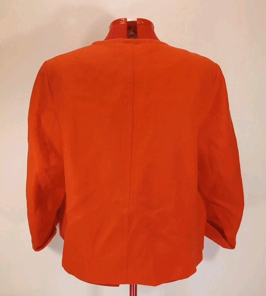 Chaqueta Talbots Mujer Naranja Lino Talla 20W Cierre Botón Informal Primavera Foto 4 de 4