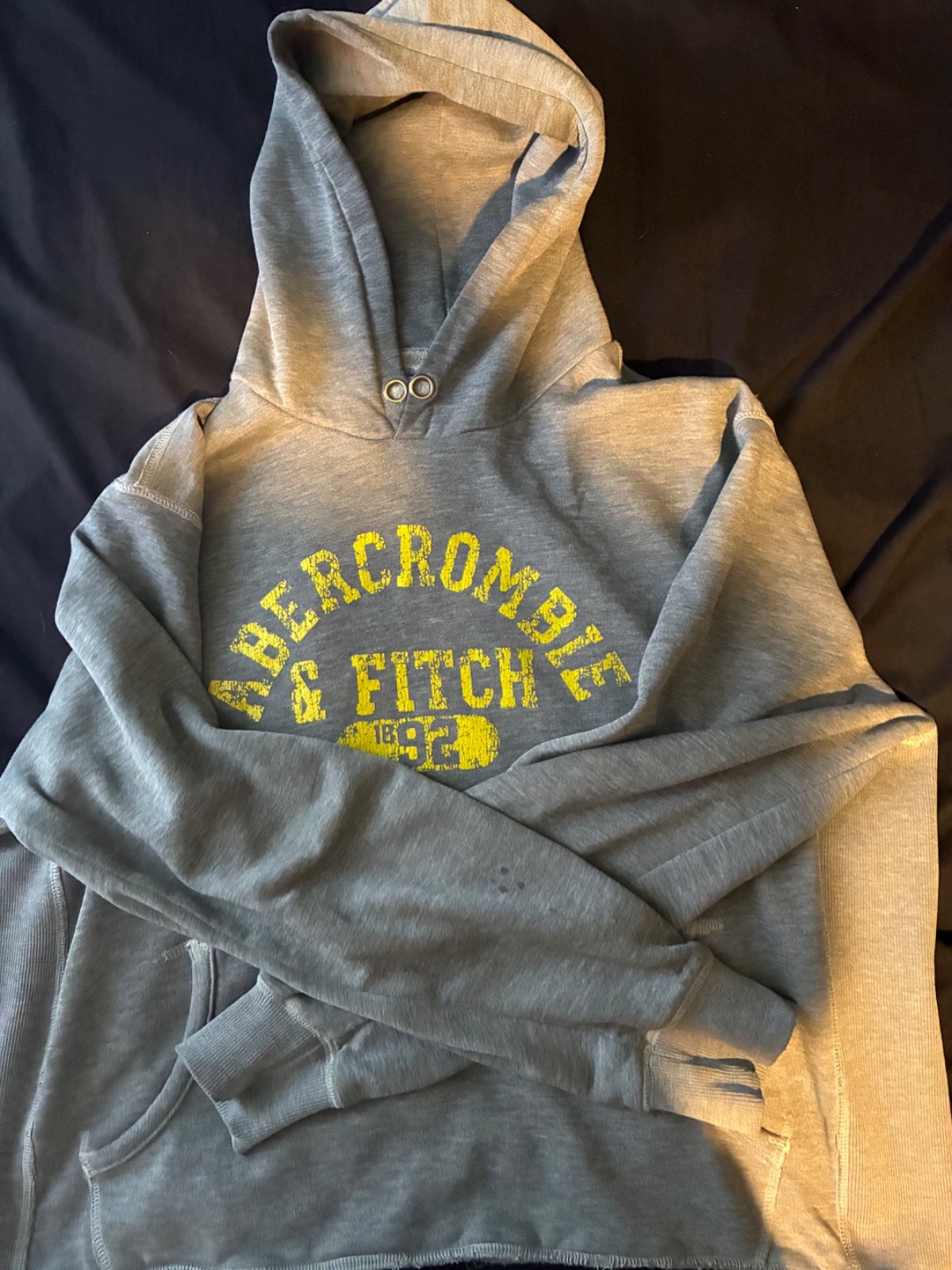 Abercrombie & Fitch Jacket Mens Medium Gray Cropped Canvas Corduroy Collar Lined