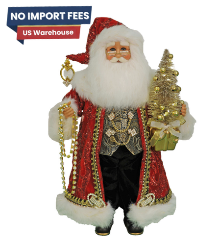 Karen Didion Lighted Traditional Elegance Santa Figurine LED Christmas ...