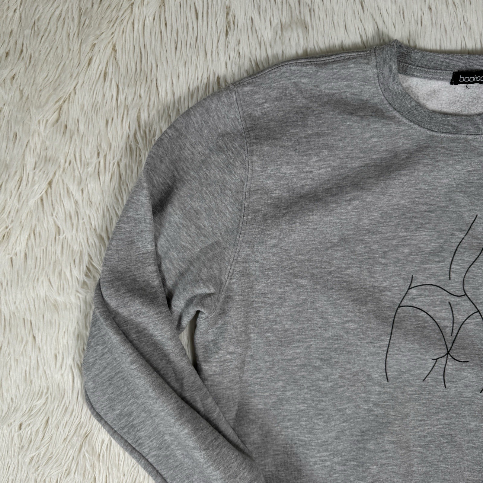 BOOHOO Gray Long Sleeve Crew Neck Graphic Sweatshirt Men's 24 US Large