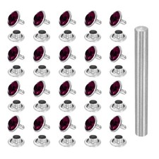 100pcs Crystal Rivets 10mm Rhinestone Stud with Installation Tool Silver Purple,