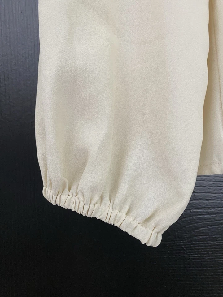 Express Women's XL Cream Lace Detail Lightweight Blouse Long Sleeve Fairycore - Image 3 of 4