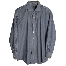 Lauren Ralph Lauren Mens Dress Shirt Size 16 1/2 32/33 Slim Fit Blue Stripe F18