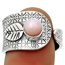 Adjustable - Pink Opal - Australia 925 Sterling Silver Ring s.7.5 Jewelry R-1319