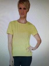 C. Wonder Short Sleeve Slub Knit Top with Lace Stripes-Lilac, S