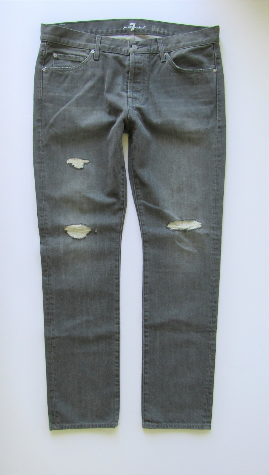 Men's 7 Seven For All Mankind Rhigby Slim Straight Grey Distressed, Size 36 x 33 Men's 7 Seven For All Mankind Rhigby Slim Straight Grey Distressed, Size 36 x 33