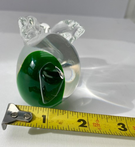 Handblown Clear Green Glass Rabbit Figurine Paperweight Bunny Ears Beautiful - Picture 6 of 16